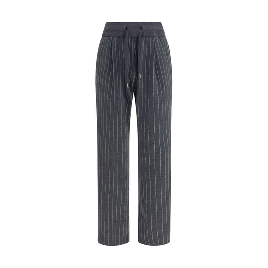 Casual Pants by Herno for men in stretch poly cotton gray, patterned & pinstripe features a polished silhouette with a polished regular-fit, reaching a polished long and finished with a polished .