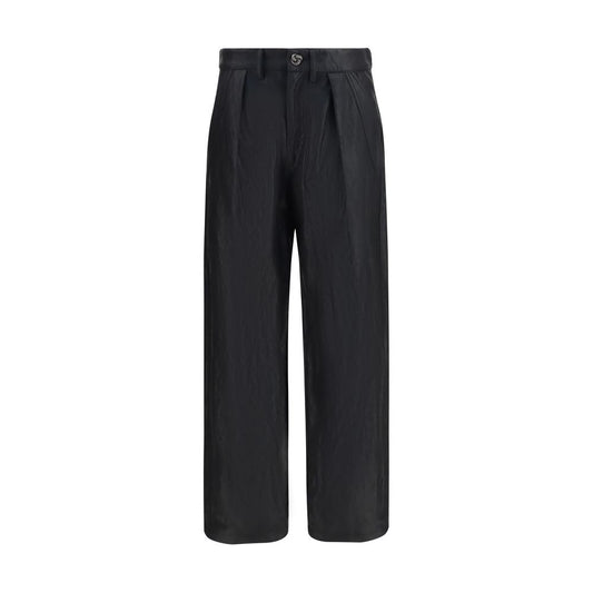 Casual Pants by Kristina Ti for women in faux leather black features a polished silhouette with a polished straight-leg & regular-fit, reaching a polished long and finished with a polished .