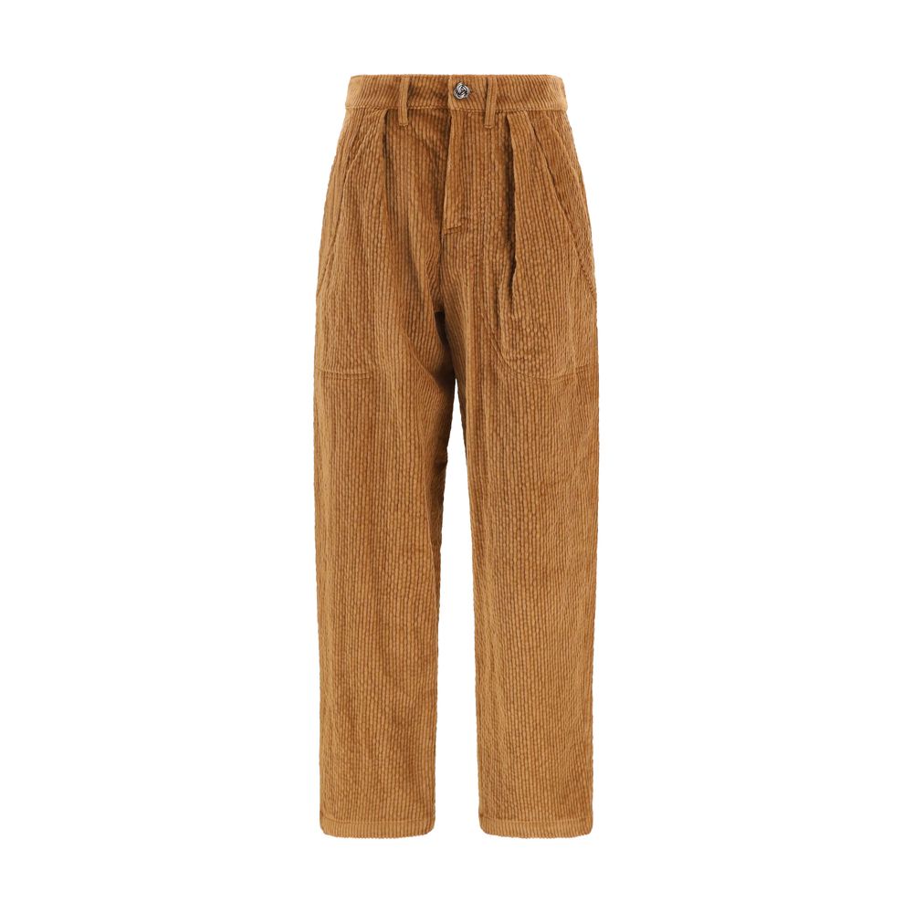 Casual Pants by Kristina Ti for women in modal cotton corduroy brown features a polished silhouette with a polished straight-leg & regular-fit, reaching a polished long and finished with a polished .
