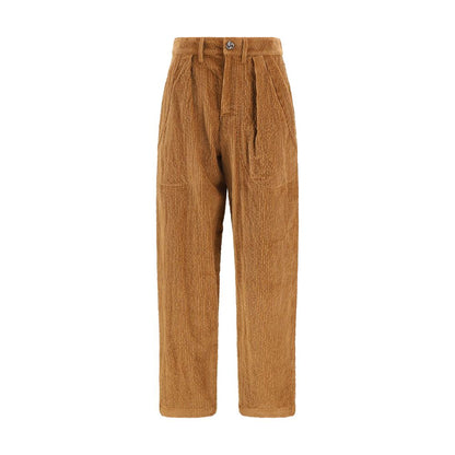 Casual Pants by Kristina Ti for women in modal cotton corduroy brown features a polished silhouette with a polished straight-leg & regular-fit, reaching a polished long and finished with a polished .