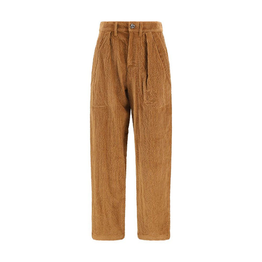 Casual Pants by Kristina Ti for women in modal cotton corduroy brown features a polished silhouette with a polished straight-leg & regular-fit, reaching a polished long and finished with a polished .