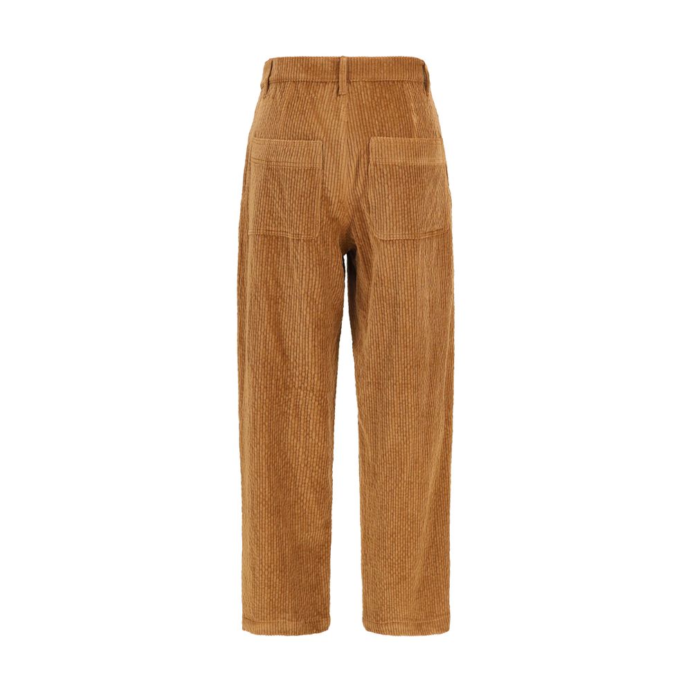 Casual Pants by Kristina Ti for women in modal cotton corduroy brown presents a tailored silhouette, showcasing a tailored straight-leg & regular-fit and long cut with a refined for a truly tailored aesthetic.