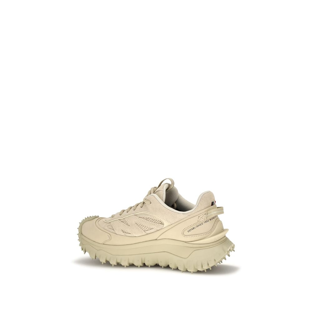Athletic Sneakers by Moncler for women in eva tu & bos taurus nubuck calf leather beige features an exquisite silhouette, showcasing the premium athletic style of the Women's Athletic EVA TU & Bos Taurus Nubuck Calf Leather Sneakers with an exquisite finish.