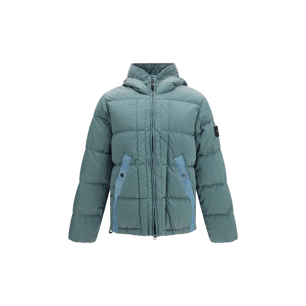 Hooded Puffer Jacket by Stone Island for men in nylon & duck-down bicolour features an on trend silhouette, showcasing refined pockets, hooded & insulated and a sophisticated hooded neckline for a truly on trend finish.