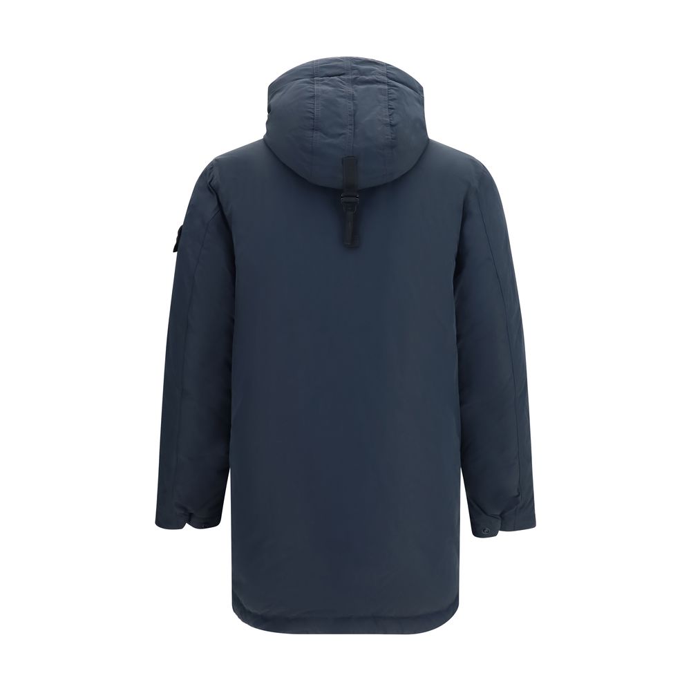 Hooded Puffer Jacket by Stone Island for men in polyester nylon & duck-down blue features an on trend silhouette, showcasing refined pockets, hooded & insulated and a sophisticated hooded neckline for a truly on trend finish.