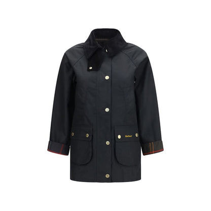 Overcoat by Barbour for women in cotton black & tartan features a cosy chic silhouette, artfully detailed with a sophisticated round neckline and premium pockets for a cosy chic finish.
