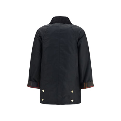 Overcoat by Barbour for women in cotton black & tartan features an voluminous silhouette, showcasing distinct pockets and a voluminous round neckline for a truly voluminous aesthetic.