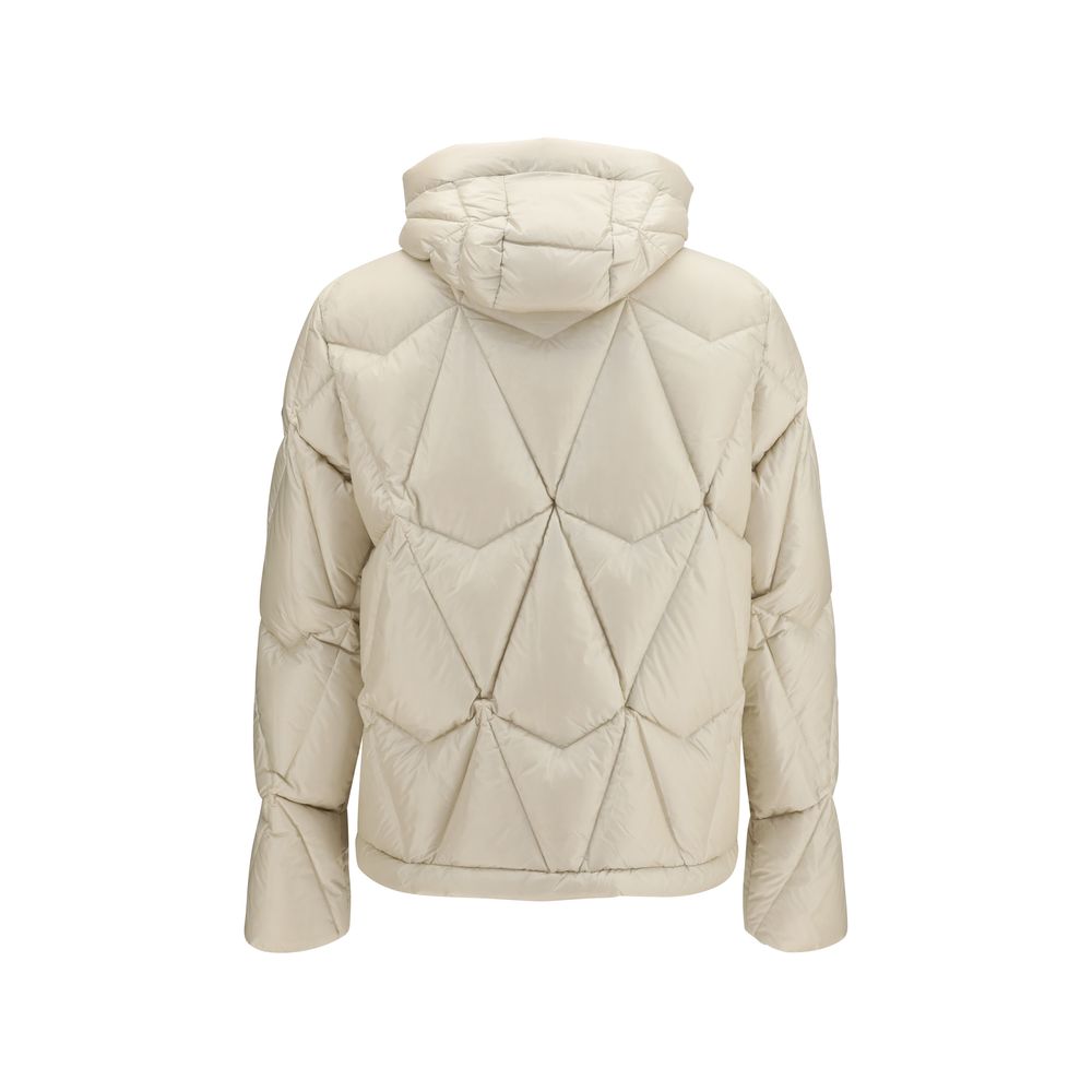 Hooded Puffer Jacket by Moose Knuckles for men in nylon & duck-down beige features an on trend silhouette, showcasing refined pockets, hooded & insulated and a sophisticated hooded neckline for a truly on trend finish.