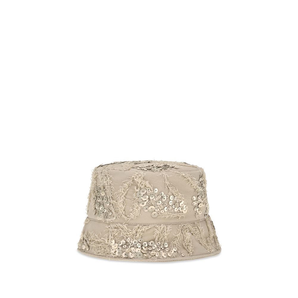 Bucket Hat by Brunello Cucinelli for women in silk & sequins beige & floral features an cosmopolitan chic silhouette, showcasing the cosmopolitan chic design of the Silk & Sequins Bucket Hat collection with a sophisticated cosmopolitan chic finish.