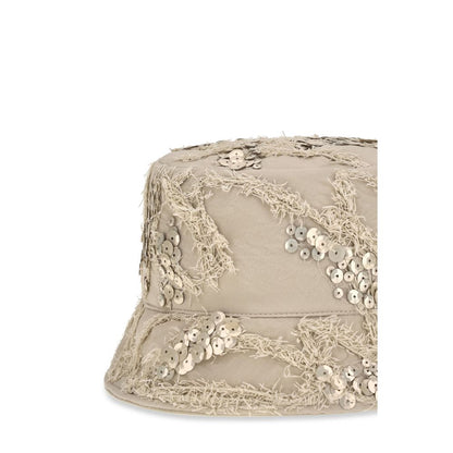 Bucket Hat by Brunello Cucinelli for women in silk & sequins beige & floral showcases a effortlessly chic silhouette, artfully capturing the essence of the effortlessly chic Silk & Sequins Bucket Hat design for a sophisticated look.