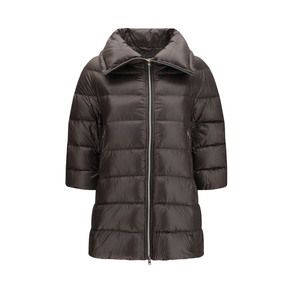 Puffer Jacket by Herno for women in polyester gray & patterned features an contemporary silhouette, showcasing a sophisticated high-collar neckline and contemporary pockets & insulated for a truly refined look.