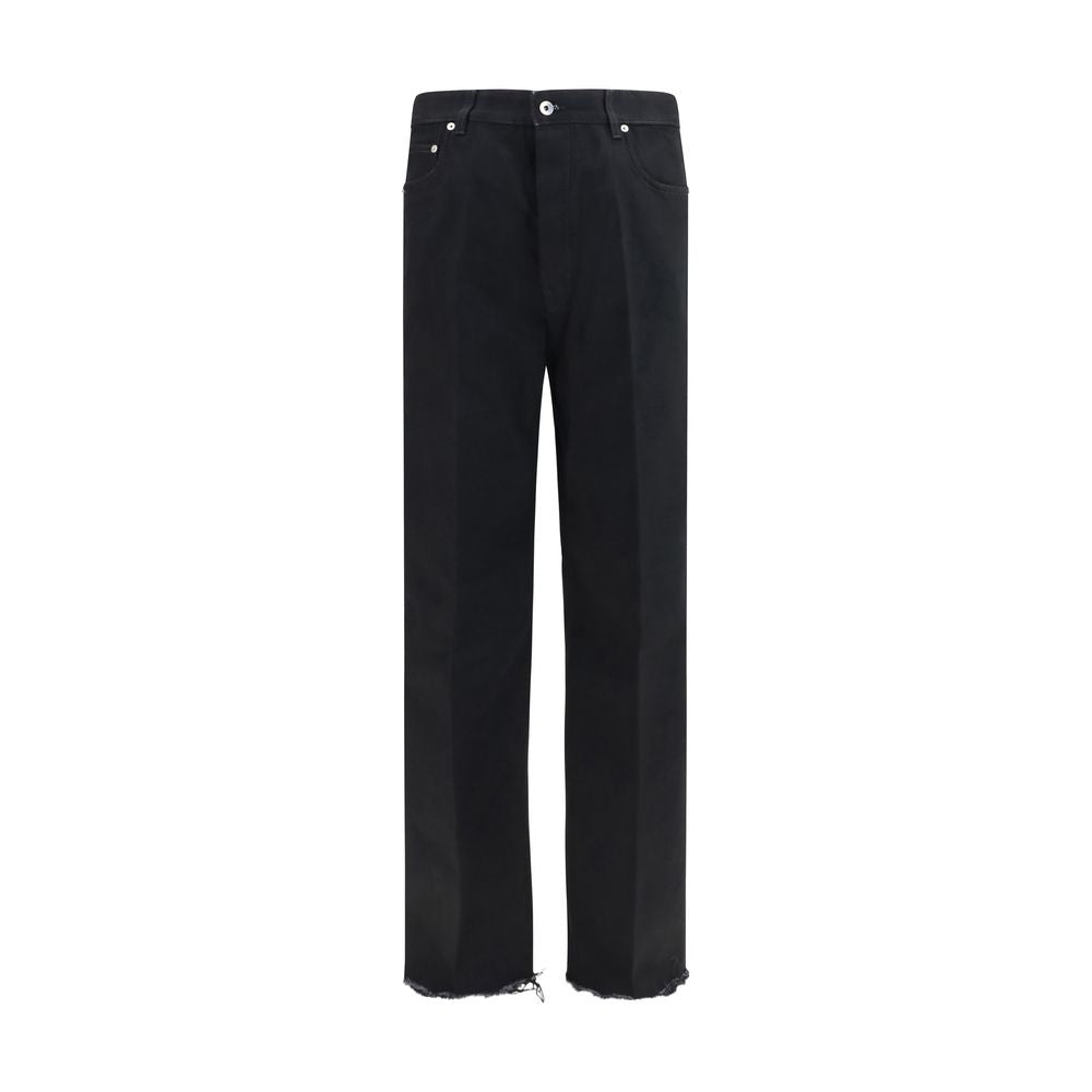 Jeans by Rick Owens for men in denim cotton black presents a tailored silhouette, showcasing a tailored flared, wide & oversized and long cut with a refined high rise for a truly tailored aesthetic.