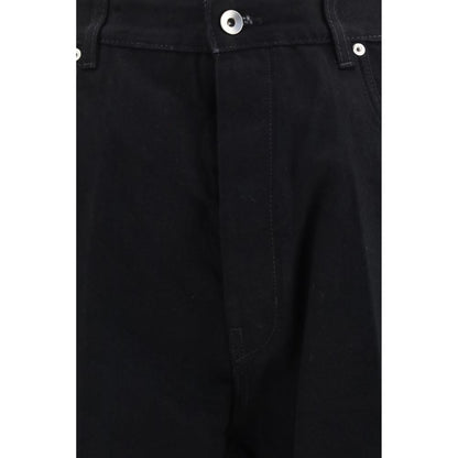 Jeans by Rick Owens for men in denim cotton black features an sartorial flared, wide & oversized and long with a high rise cut for a sartorial finish.