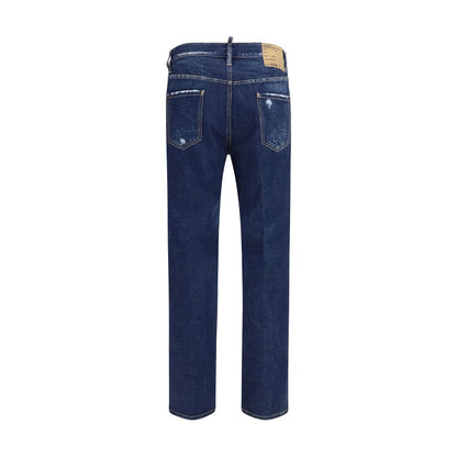 Jeans by Dsquared² for men in denim cotton blue & signature features an sophisticated and straight-leg & slim with a precise long, creating a sophisticated and sophisticated silhouette.