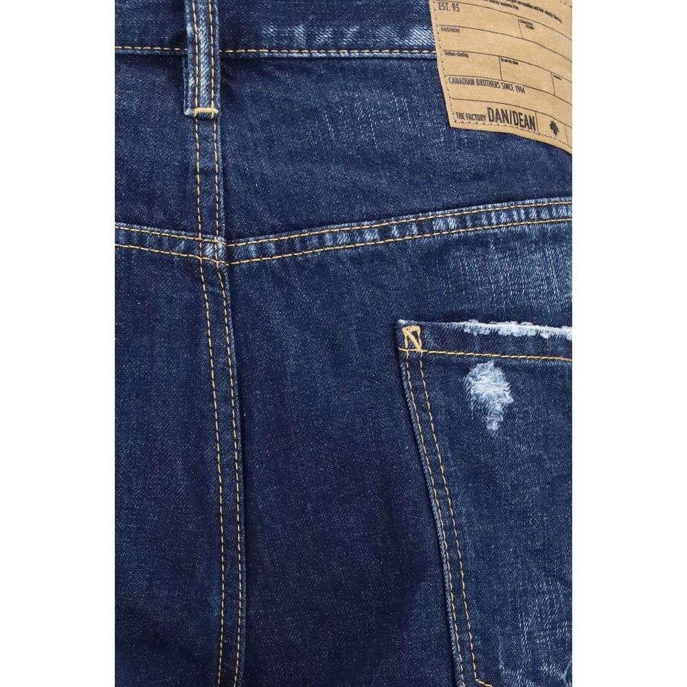 Jeans by Dsquared² for men in denim cotton blue & signature features a polished silhouette with a polished straight-leg & slim, reaching a polished long and finished with a polished .