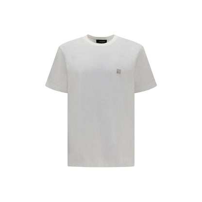 T-Shirt by Dsquared² for men in cotton white & signature showcases a fashionable silhouette, elegantly detailed with a fashionable and for a sophisticated, high-fashion look.