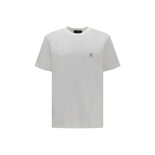 T-Shirt by Dsquared² for men in cotton white & signature showcases a fashionable silhouette, elegantly detailed with a fashionable and for a sophisticated, high-fashion look.