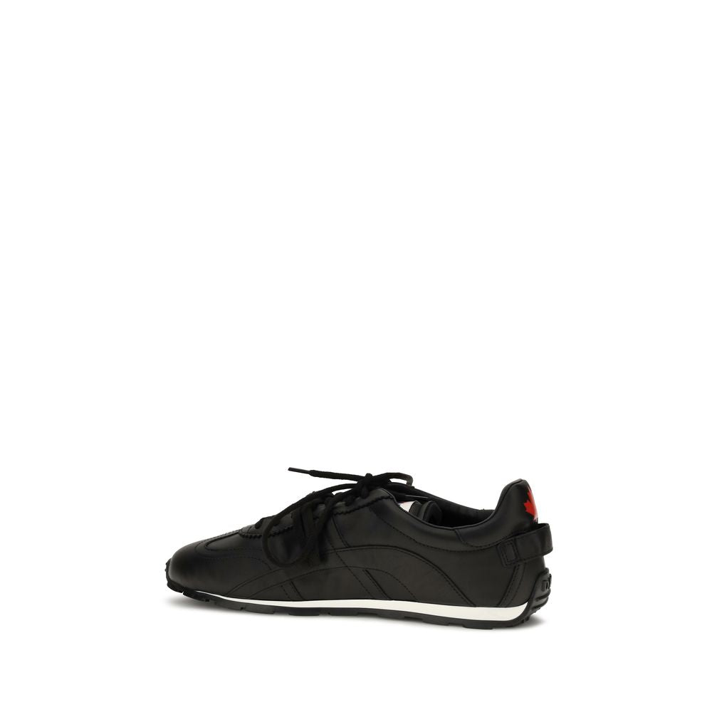 Athletic Sneakers by Dsquared² for men in bos taurus calf leather black, signature & striped showcases a architectural silhouette, artfully capturing the essence of the Men's Athletic Bos Taurus Calf Leather Sneakers with its signature architectural athletic style construction.