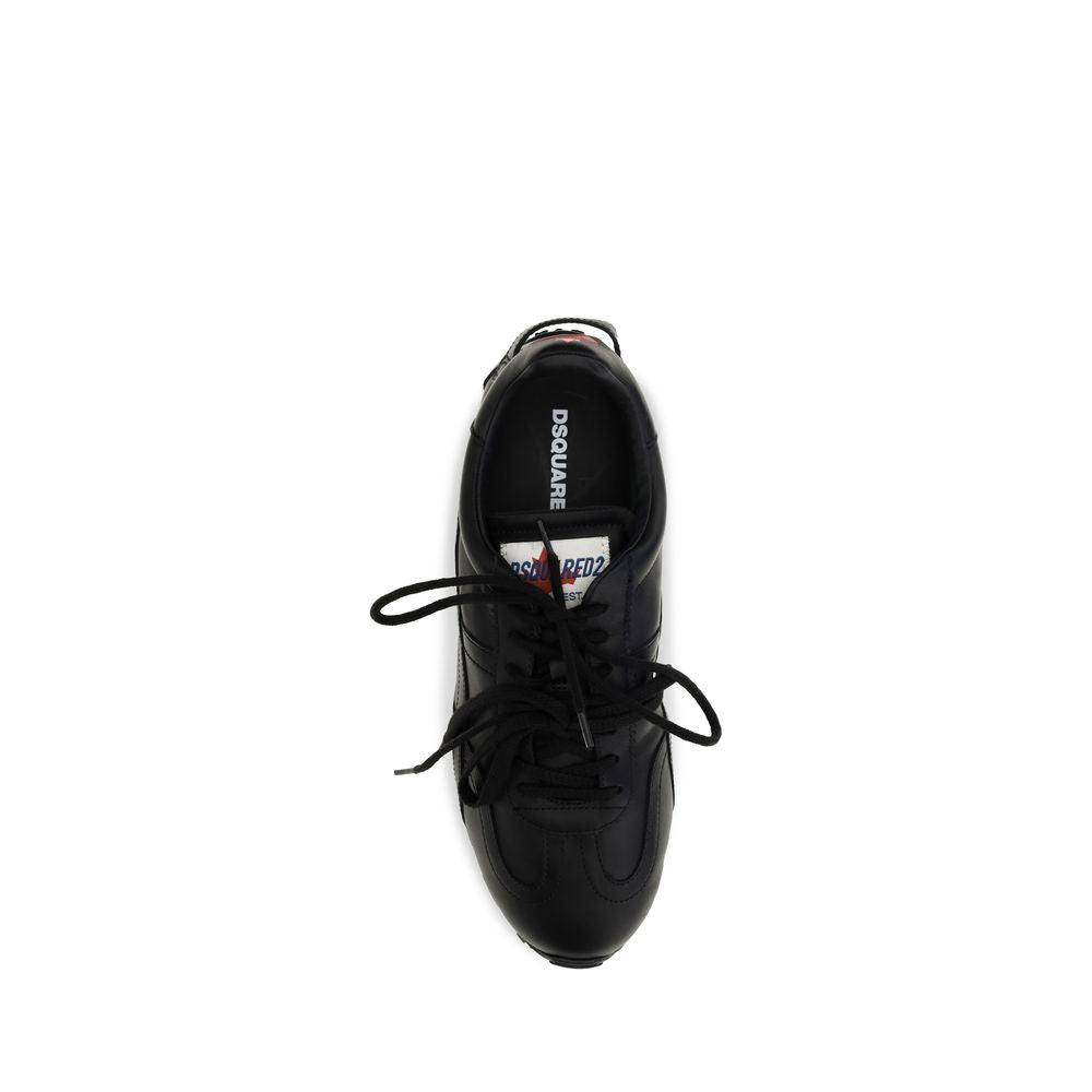 Athletic Sneakers by Dsquared² for men in bos taurus calf leather black, signature & striped presents a sleek silhouette, perfectly capturing the athletic style essence of Men's Athletic Bos Taurus Calf Leather Sneakers with its sleek design and premium finish.