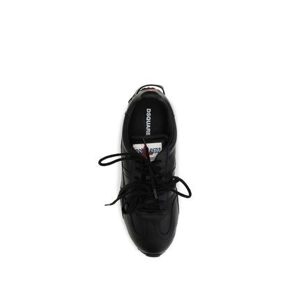 Athletic Sneakers by Dsquared² for men in bos taurus calf leather black, signature & striped presents a sleek silhouette, perfectly capturing the athletic style essence of Men's Athletic Bos Taurus Calf Leather Sneakers with its sleek design and premium finish.