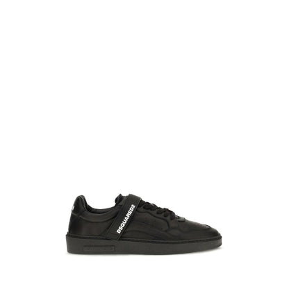 Athletic Sneakers by Dsquared² for men in bos taurus calf suede leather black, signature & striped showcases a architectural silhouette, artfully capturing the essence of the Men's Athletic Bos Taurus Calf Suede Leather Sneakers with its signature architectural athletic style construction.