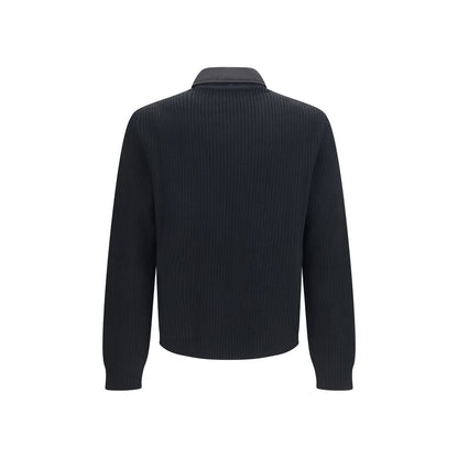 Overcoat by Prada for men in wool & nylon black features an satoral silhouette, showcasing a sophisticated and satoral pockets & insulated for a premium, timeless look.