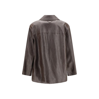 Jacket by Prada for men in lamb leather brown presents a authentic silhouette, artfully detailed with a authentic and functional pockets for a premium authentic finish.