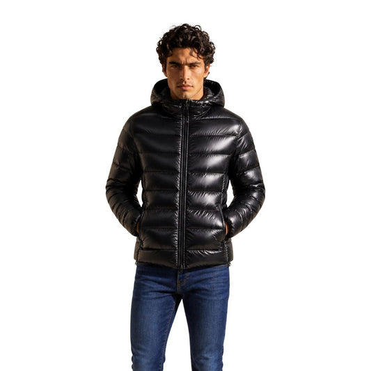 Hooded Overcoat by Colmar Originals for men in polyamide black & signature features an satoral silhouette, showcasing a sophisticated hooded neckline and satoral lightweight, pockets, hooded & insulated for a premium, timeless look.