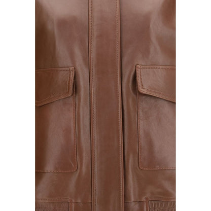 Overcoat by Arma for women in lamb leather brown features a cosy chic silhouette, artfully detailed with a sophisticated and premium pockets for a cosy chic finish.