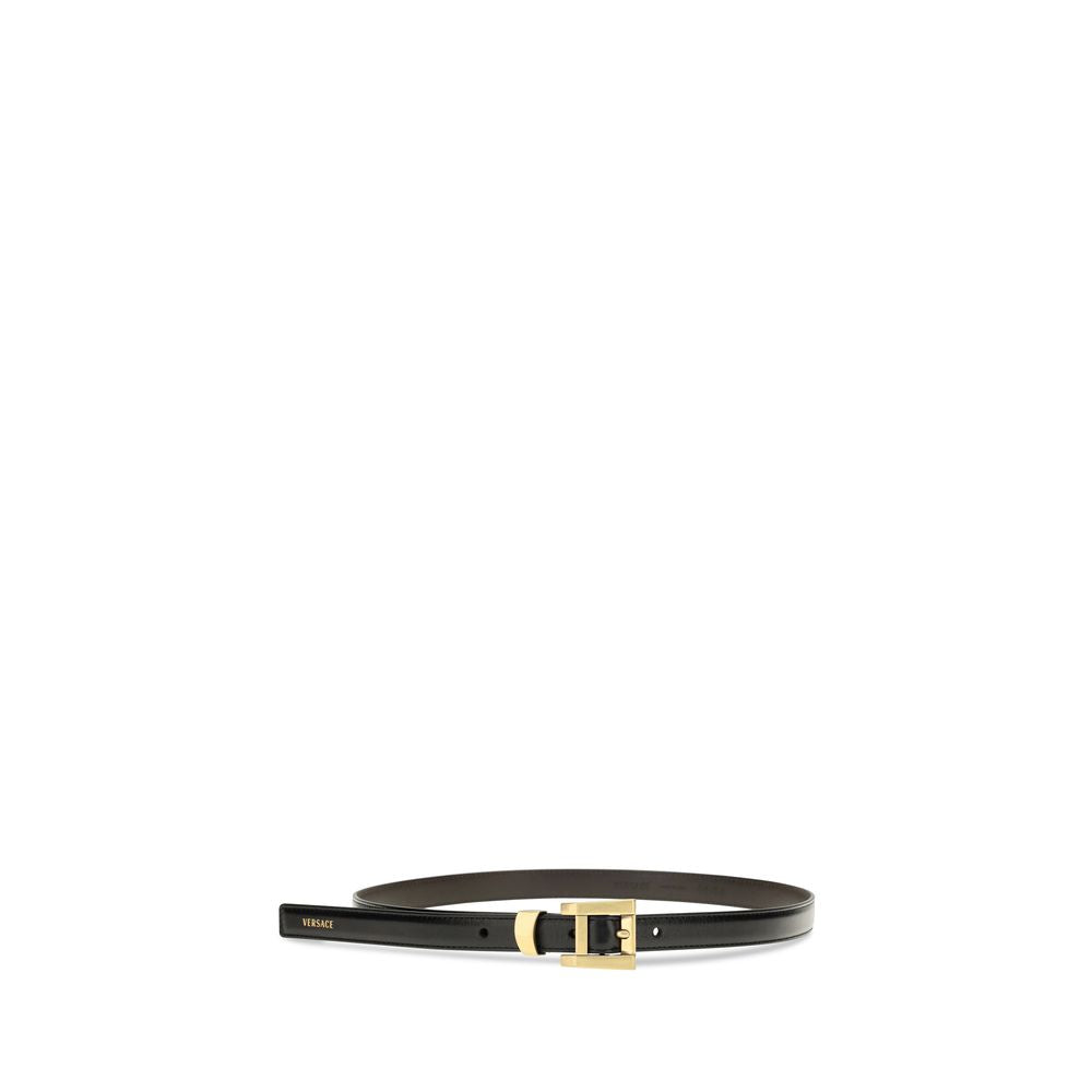Belt by Versace for women in bos taurus calf leather black & print presents a artisanal silhouette from the Bos Taurus Calf Leather Belt collection, showcasing an artisanal design and refined craftsmanship for a artisanal look.