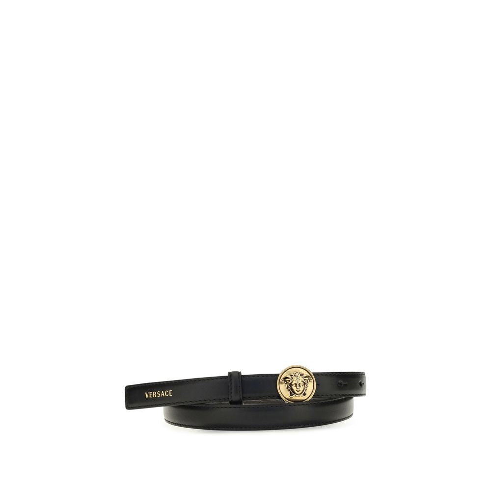 Belt by Versace for women in bos taurus calf leather black features a versatile silhouette, artfully showcasing the versatile design of the Medusa Bos Taurus Calf Leather Belt for a sophisticated, premium finish.