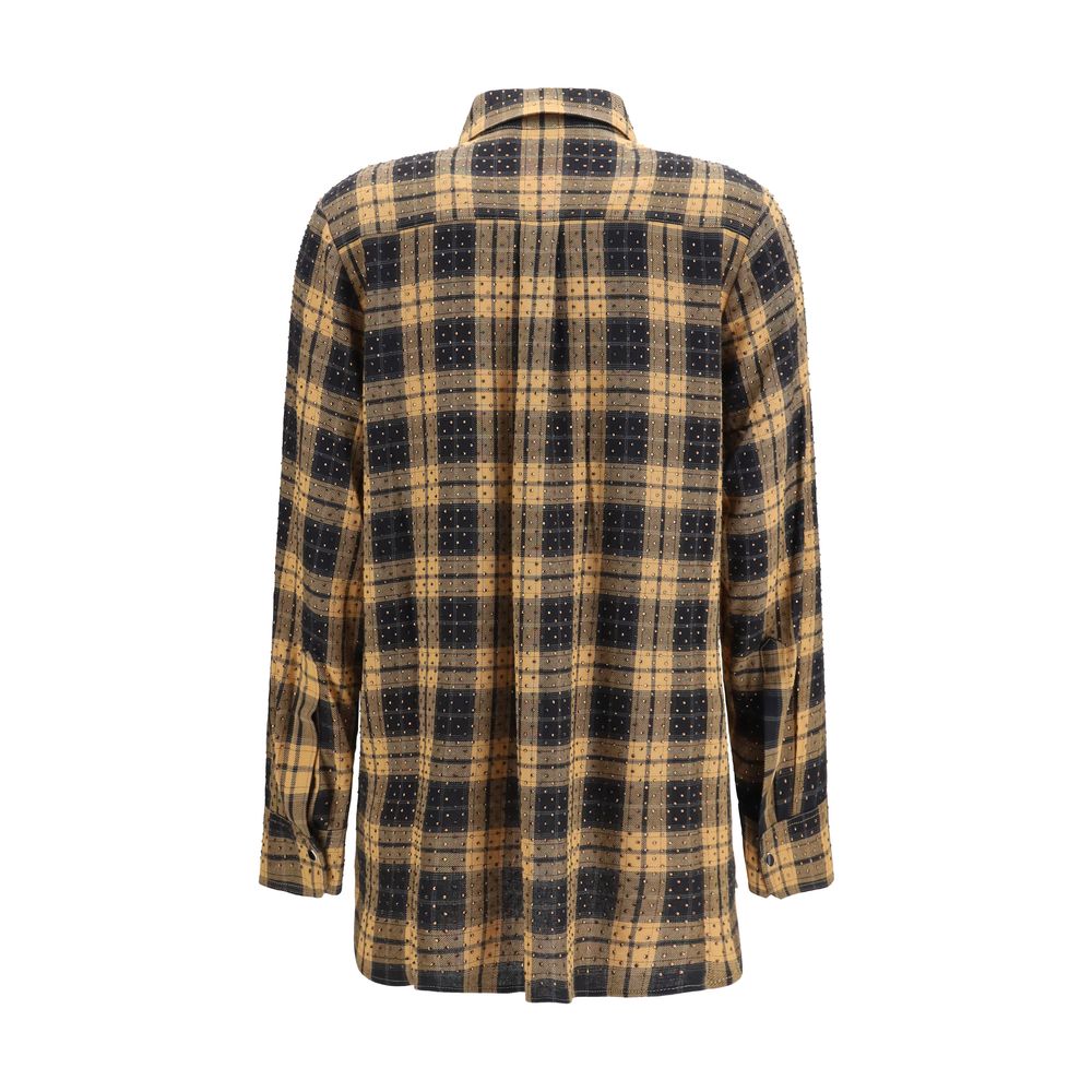 Shirt by PINKO for women in viscose & rhinestone beige & patterned showcases a sleek silhouette, elegantly detailed with a sleek and for a sleek finish.
