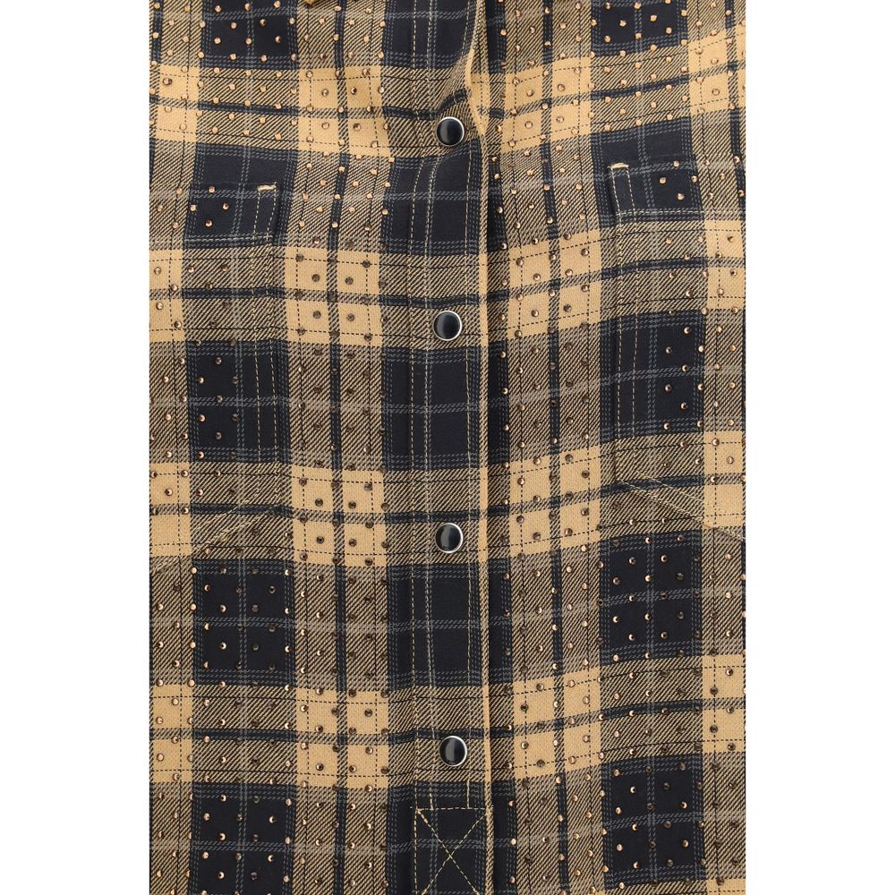 Shirt by PINKO for women in viscose & rhinestone beige & patterned showcases a sublime silhouette, artfully detailed with a sublime and for a sophisticated, sublime finish.