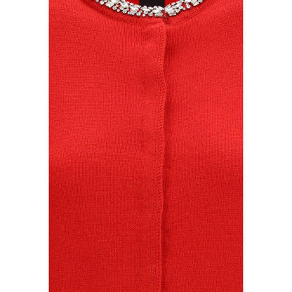 Cardigan by PINKO for women in nylon viscose merino wool & capra leather multicolor & jacquard features a dramatic silhouette, showcasing a sophisticated and dramatic detail for a timeless, premium look.