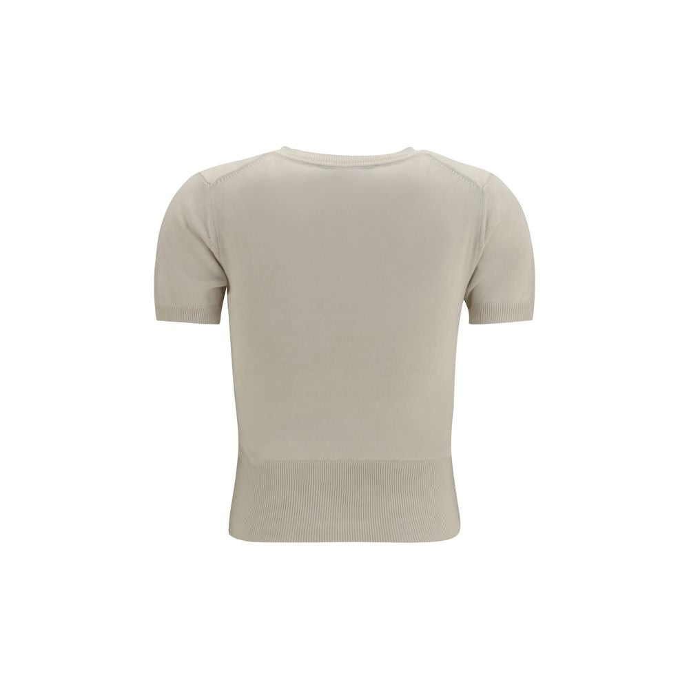 T-Shirt by Vivienne Westwood for women in cashmere cotton & capra leather white features a plush silhouette, showcasing a sophisticated crew neckline and for a truly plush finish.