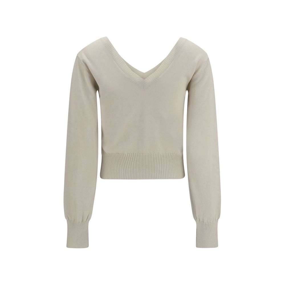 Sweatshirt by Vivienne Westwood for women in cashmere cotton & capra leather multicolor & white features an exquisite silhouette, showcasing and v-neck neckline details for a exquisite look.