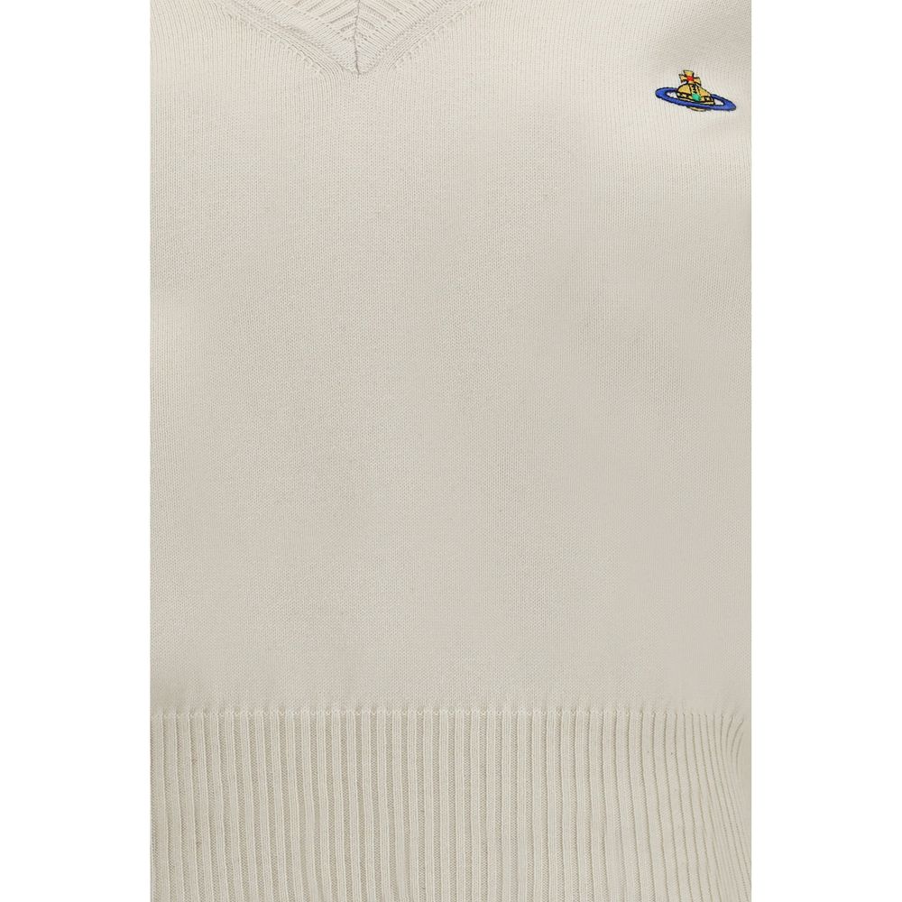 Sweatshirt by Vivienne Westwood for women in cashmere cotton & capra leather multicolor & white showcases a slouchy chic silhouette, artfully detailed with a slouchy chic and for a slouchy chic finish.