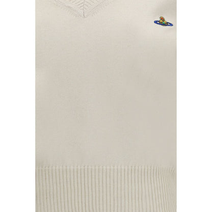 Sweatshirt by Vivienne Westwood for women in cashmere cotton & capra leather multicolor & white showcases a slouchy chic silhouette, artfully detailed with a slouchy chic and for a slouchy chic finish.
