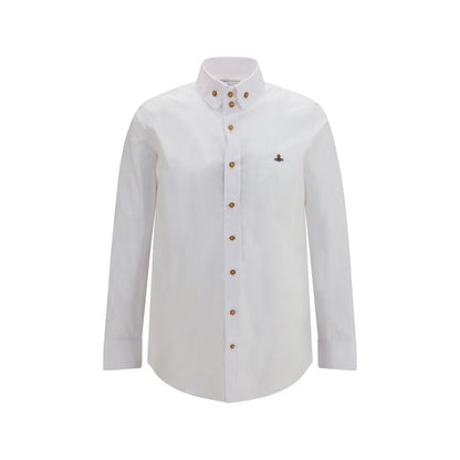 Dress Shirt by Vivienne Westwood for men in cotton white & signature features an polished silhouette, showcasing a sophisticated button-down-collar neckline and long-sleeve detail for a truly polished finish.
