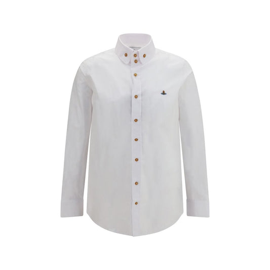 Dress Shirt by Vivienne Westwood for men in cotton white & signature features an polished silhouette, showcasing a sophisticated button-down-collar neckline and long-sleeve detail for a truly polished finish.