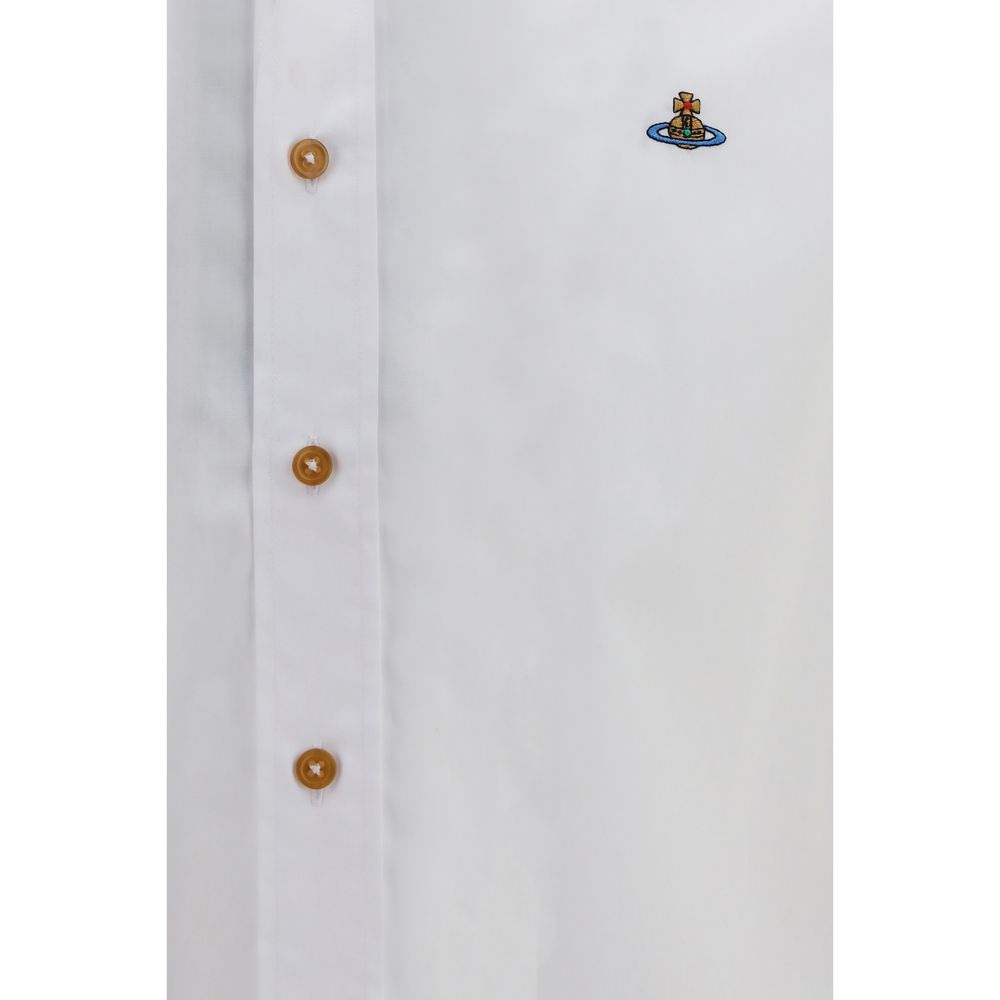 Dress Shirt by Vivienne Westwood for men in cotton white & signature showcases a sleek silhouette, elegantly detailed with a sleek and for a sleek finish.