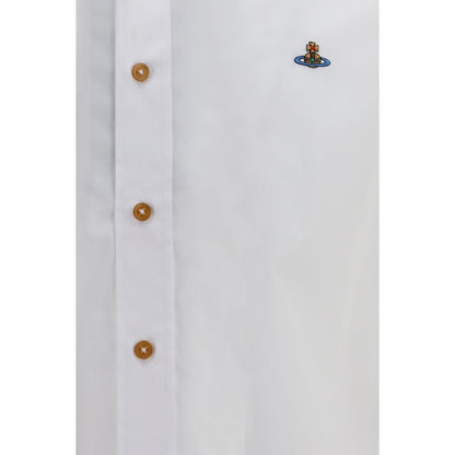Dress Shirt by Vivienne Westwood for men in cotton white & signature showcases a sleek silhouette, elegantly detailed with a sleek and for a sleek finish.