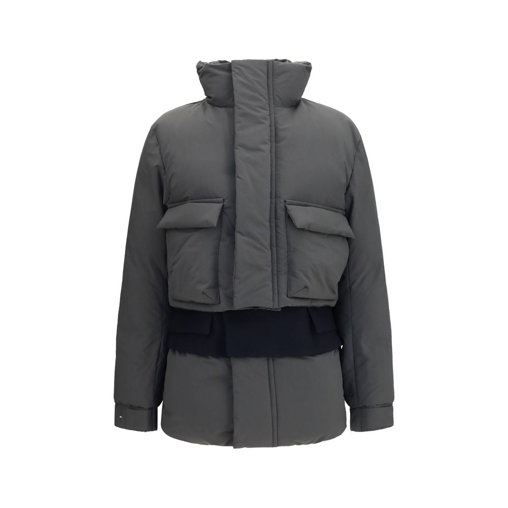 Overcoat by Sacai for women in polyester multicolor features an satoral silhouette, showcasing a sophisticated and satoral pockets & insulated for a premium, timeless look.