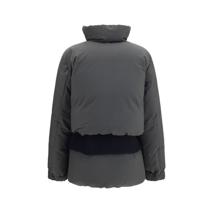 Overcoat by Sacai for women in polyester multicolor features a cosy chic silhouette, artfully detailed with a sophisticated and premium pockets & insulated for a cosy chic finish.