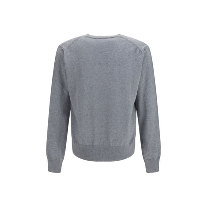 Sweatshirt by Vivienne Westwood for men in cashmere cotton & capra leather gray & multicolor features an enviable silhouette, showcasing a premium and refined v-neck neckline for a truly enviable finish.