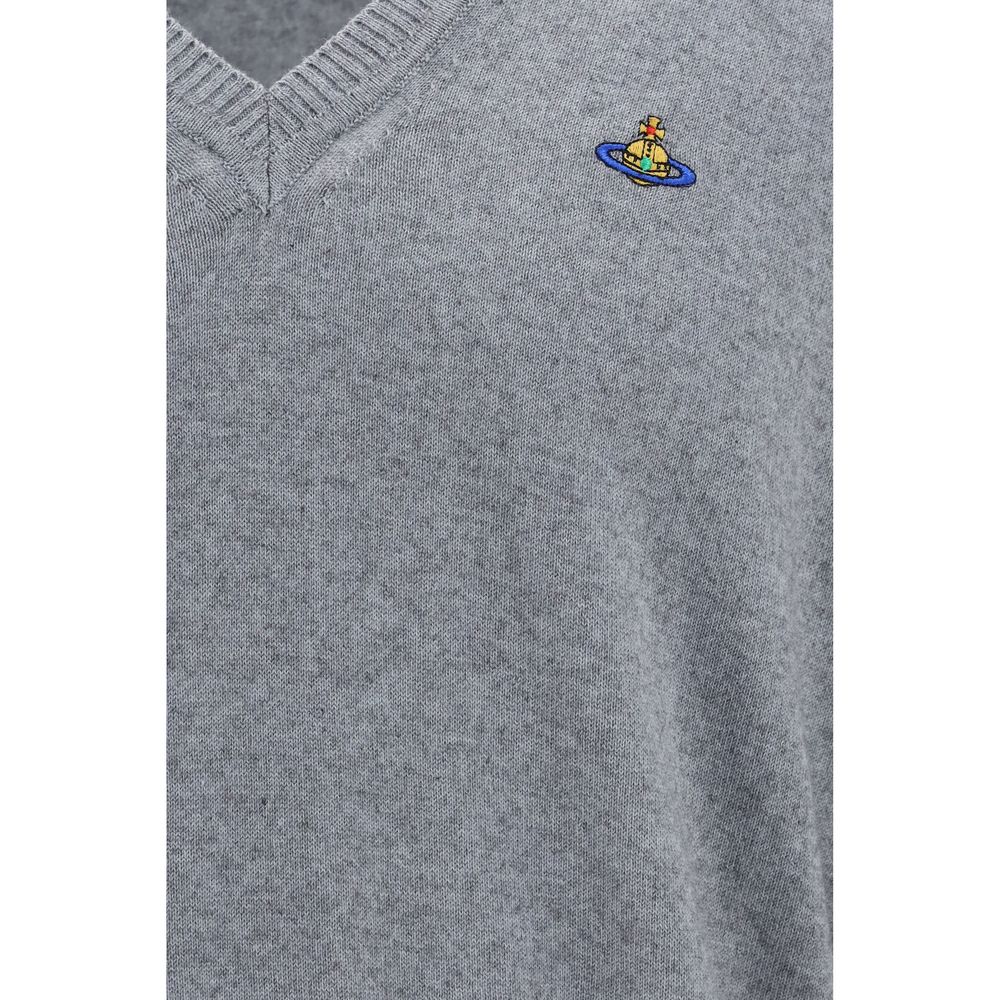 Sweatshirt by Vivienne Westwood for men in cashmere cotton & capra leather gray & multicolor features a unrivaled silhouette with a refined and unrivaled detailing for a sophisticated look.