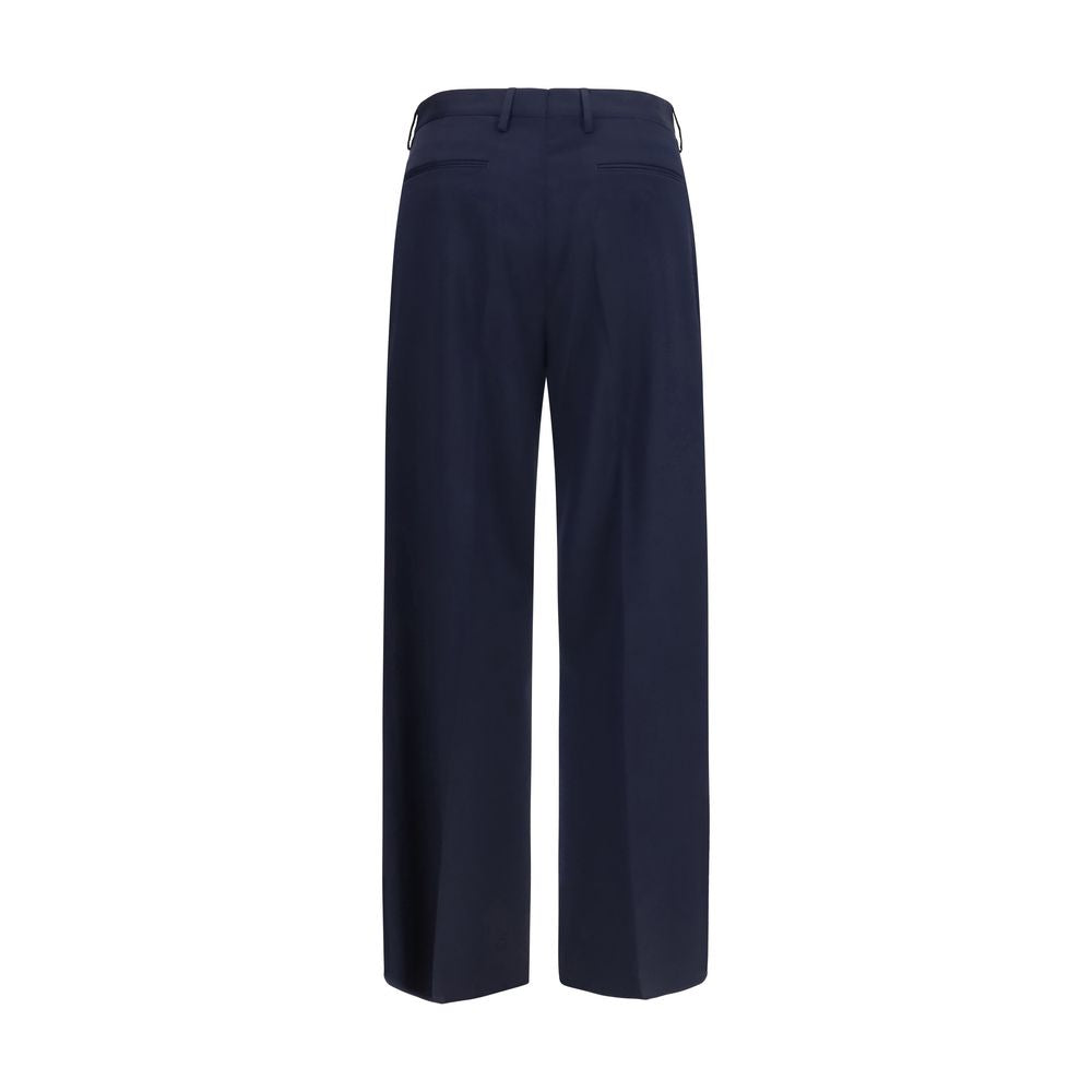 Trousers by Vivienne Westwood for men in virgin wool blue features a artisanal silhouette, showcasing a sophisticated regular-fit & wide with a long and high rise for a artisanal finish.