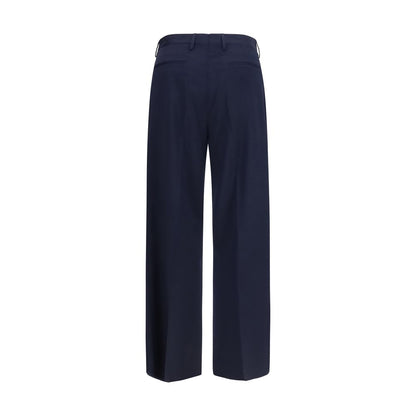 Trousers by Vivienne Westwood for men in virgin wool blue features a artisanal silhouette, showcasing a sophisticated regular-fit & wide with a long and high rise for a artisanal finish.