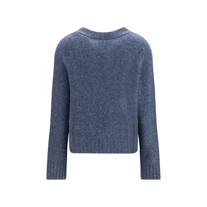 Cardigan by Allude for women in cashmere & capra leather blue features a nuanced silhouette with a refined v-neck neckline and nuanced detailing for a sophisticated look.