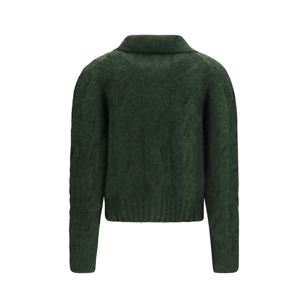 Cardigan by Allude for women in cashmere silk & capra leather bicolour showcases a captivating silhouette, artfully detailed with a captivating and high-collar neckline for a truly sophisticated captivating look.